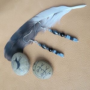 Southwestern Hematite & Onyx Earrings  Goth Dark Fairy Artsy Gift